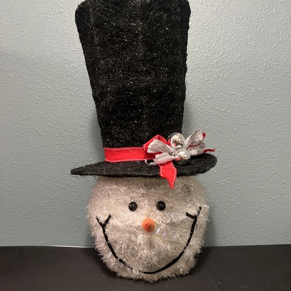 Cracker Barrel Snowman Head Top Hat Christmas Tree Topper Large 19" w/Box - Picture 2 of 8